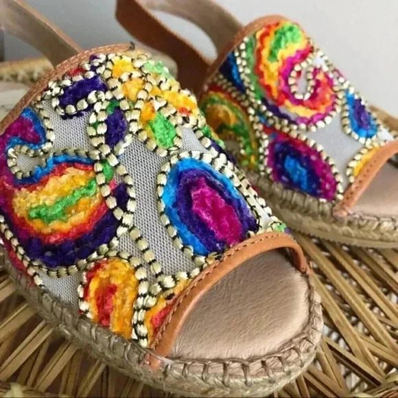 Gaimo Multicolor Embroidered Espadrille Sandals 39 - Picture 5 of 5